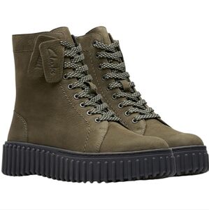 Clarks Khaki Lace-Up Combat Boots